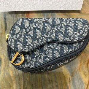 Dior
Saddle Pouch Blue in Jacquard, Gold hardware